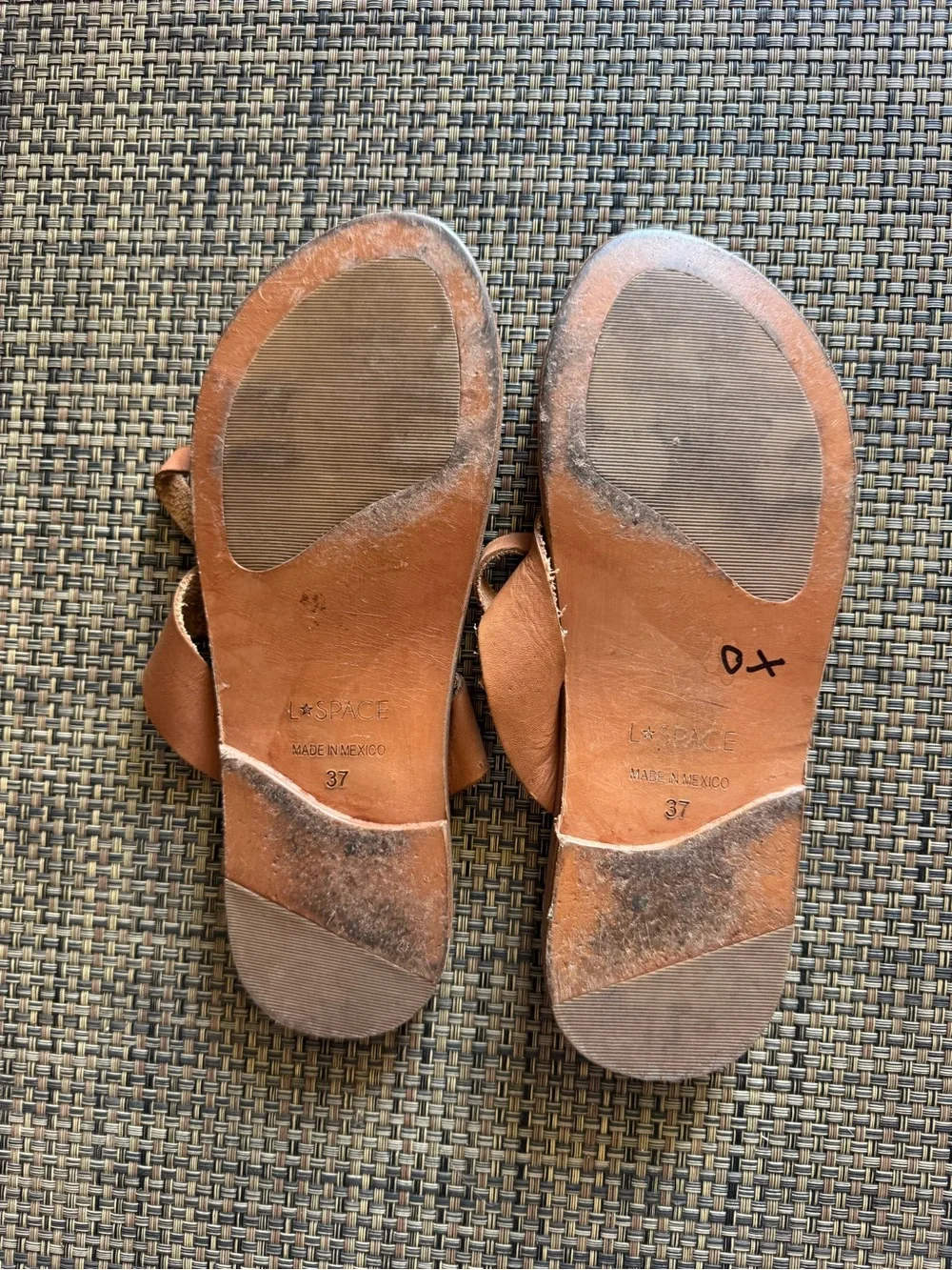 L*SPACE Women's Brown Leather Slide Sandals